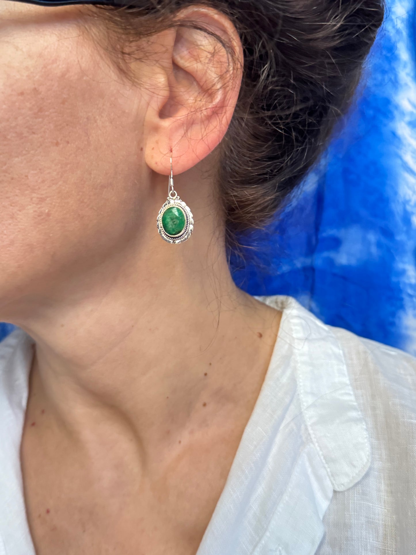Orecchini argento925 radice di smeraldo A23