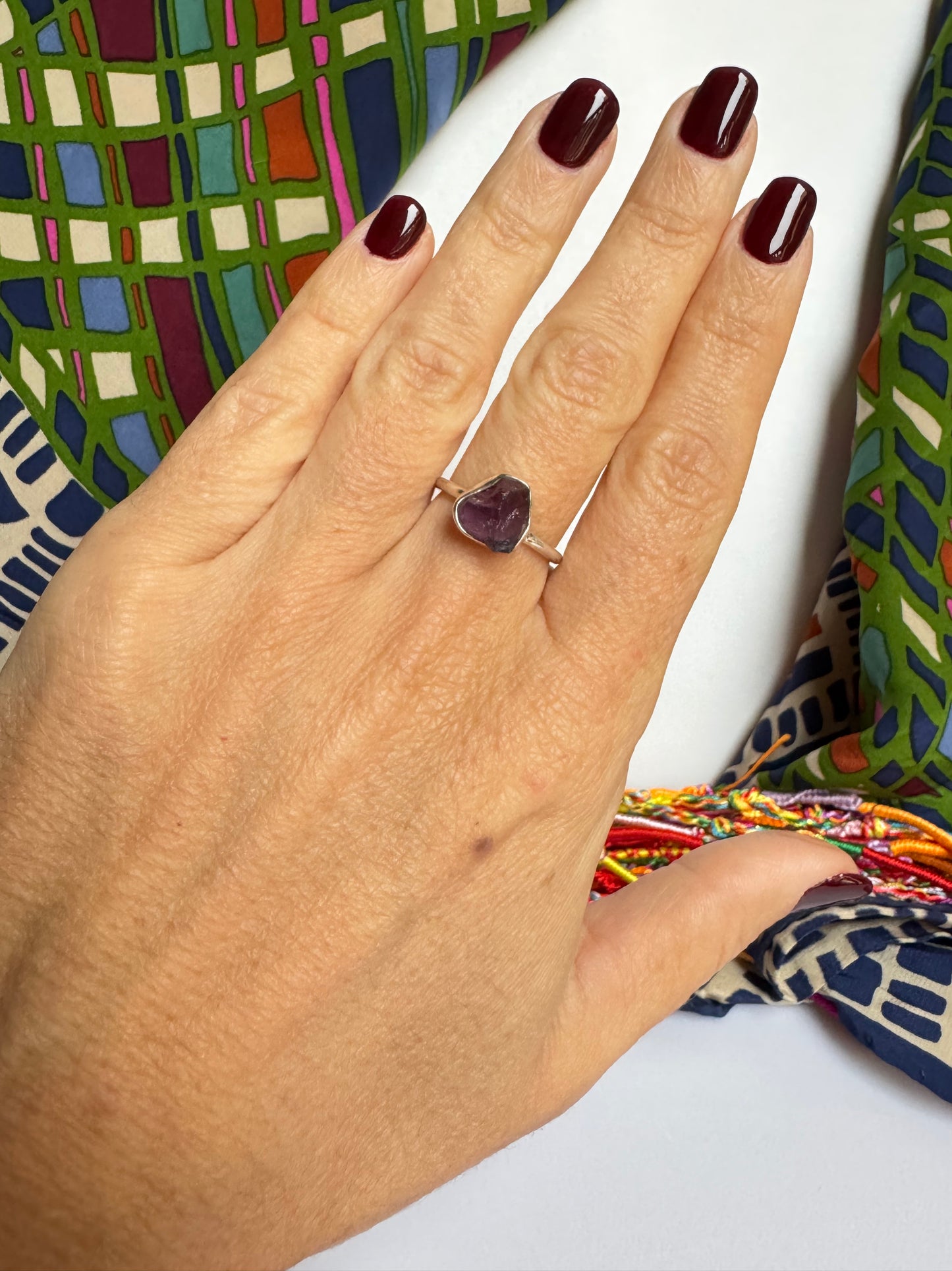 Anello argento 925 ametista grezza misura 14 - 7AME