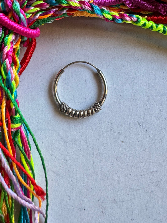 Single boho hoop earring in 925 silver