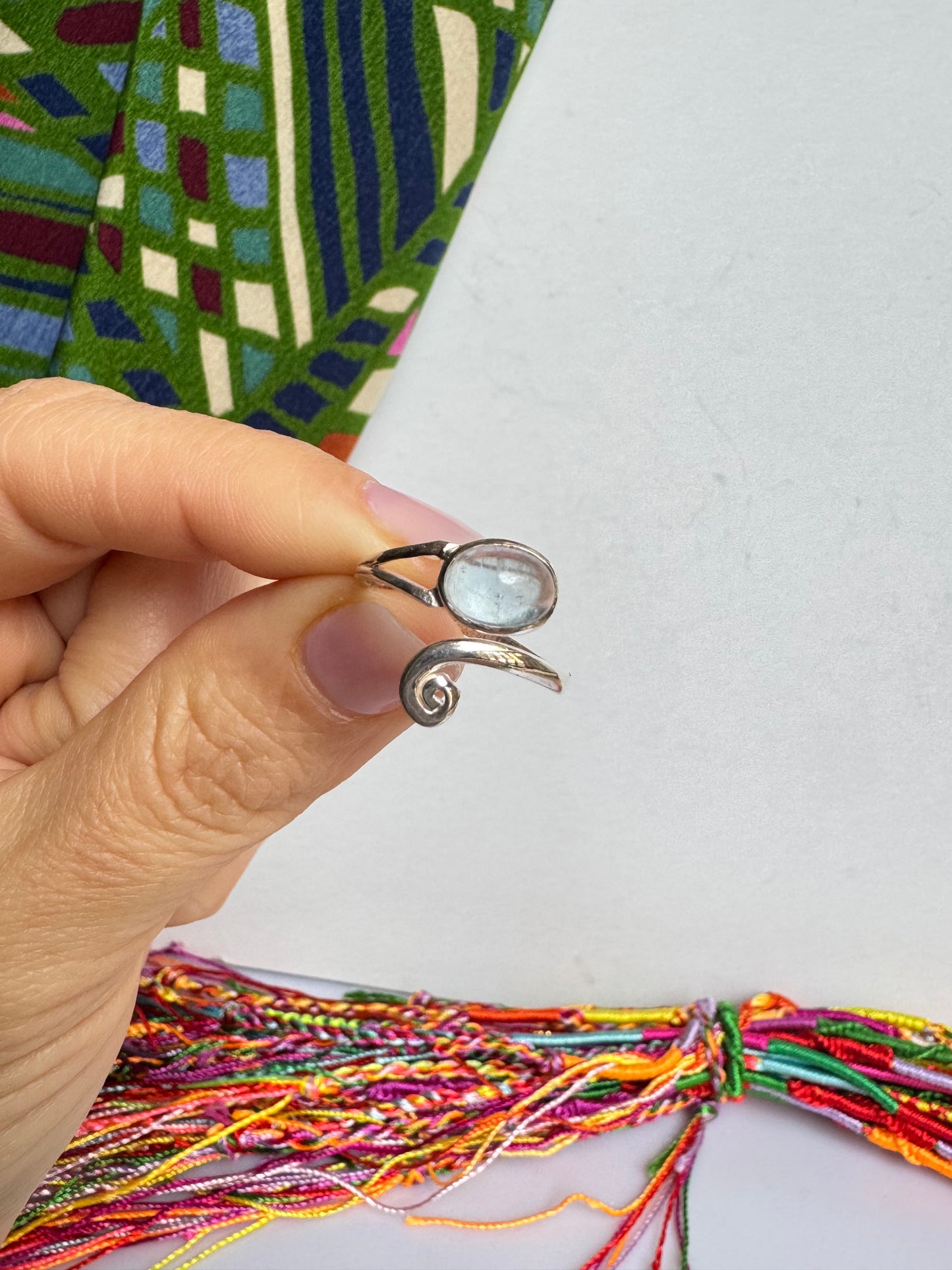 Anello argento 925 regolabile acquamarina misura 12 - 3SZ