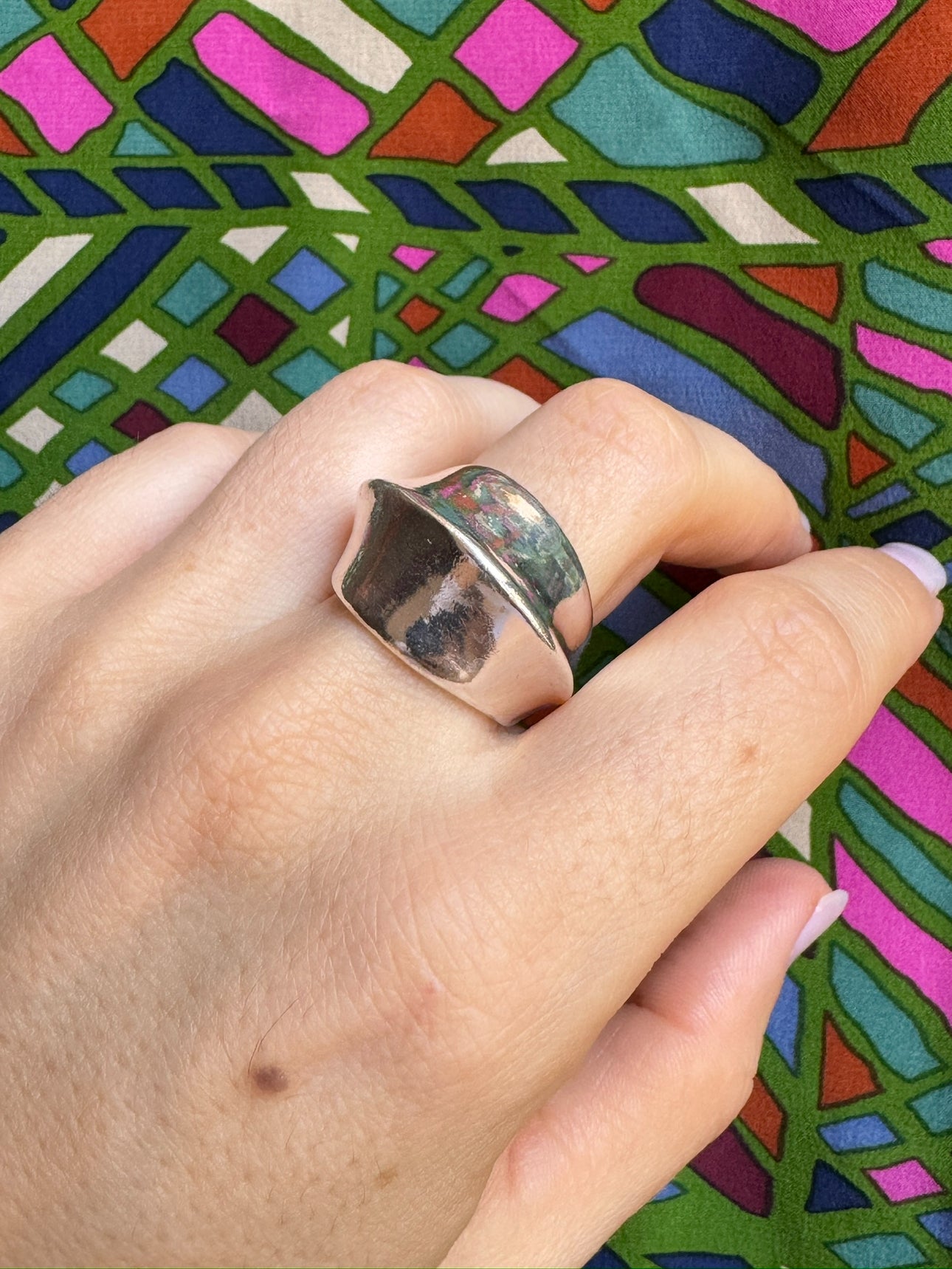 Silver boho ring