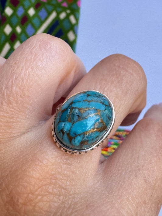 Ring Silber 925 Copper Türkis Größe 14 T1