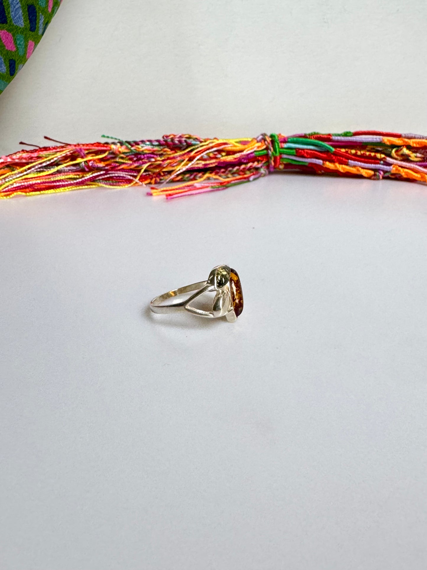 Anello argento 925 ambra misura 21/22 - 18AMB