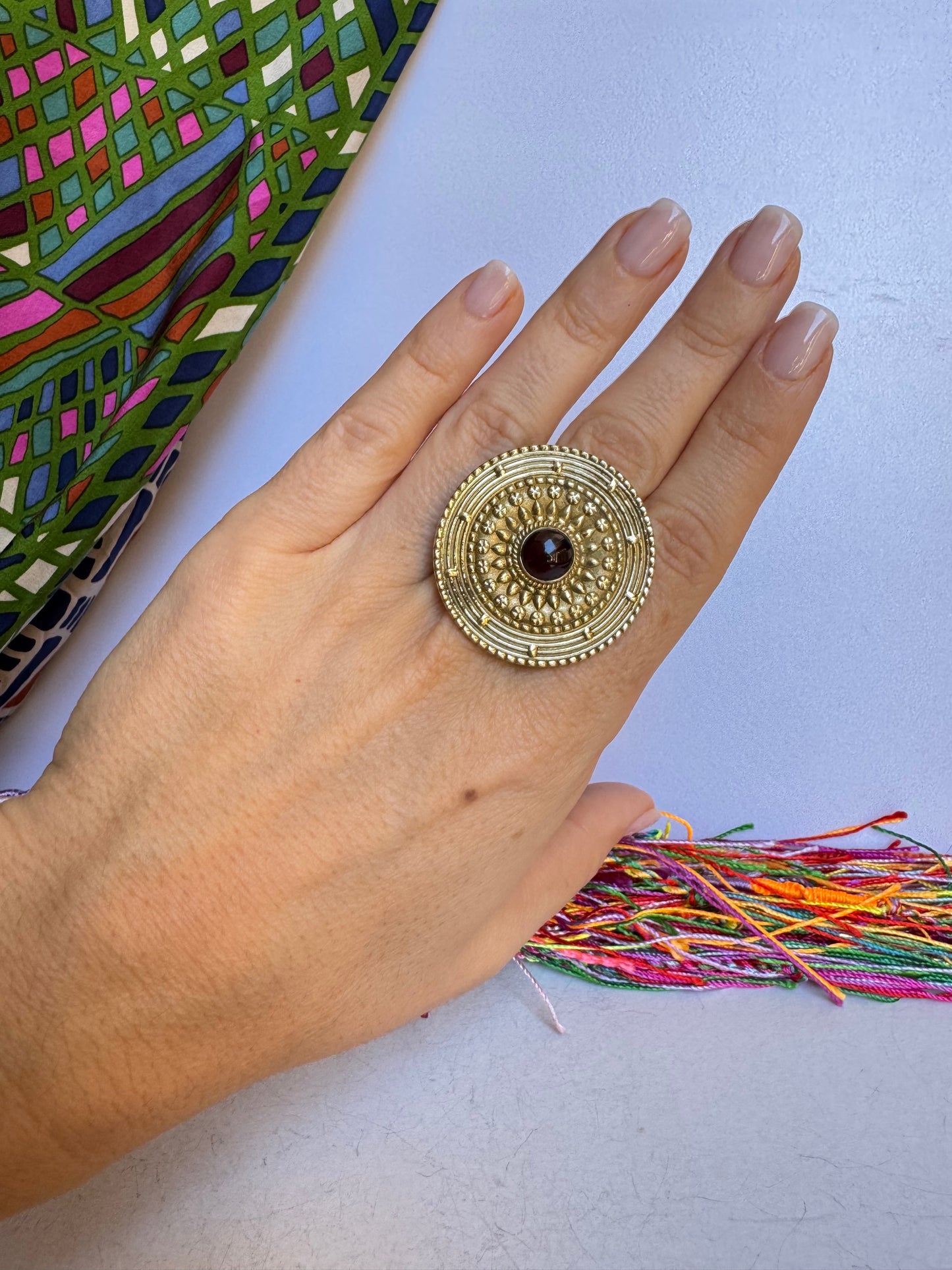 Anello boho dorato rosso