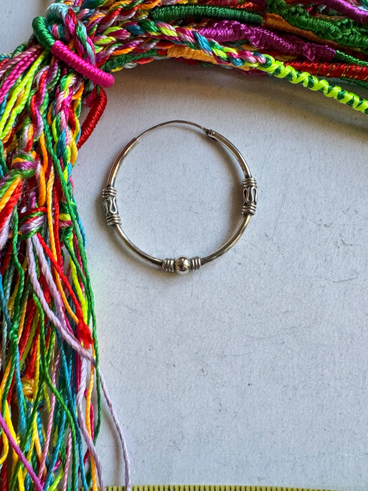 Single boho hoop earring in 925 silver