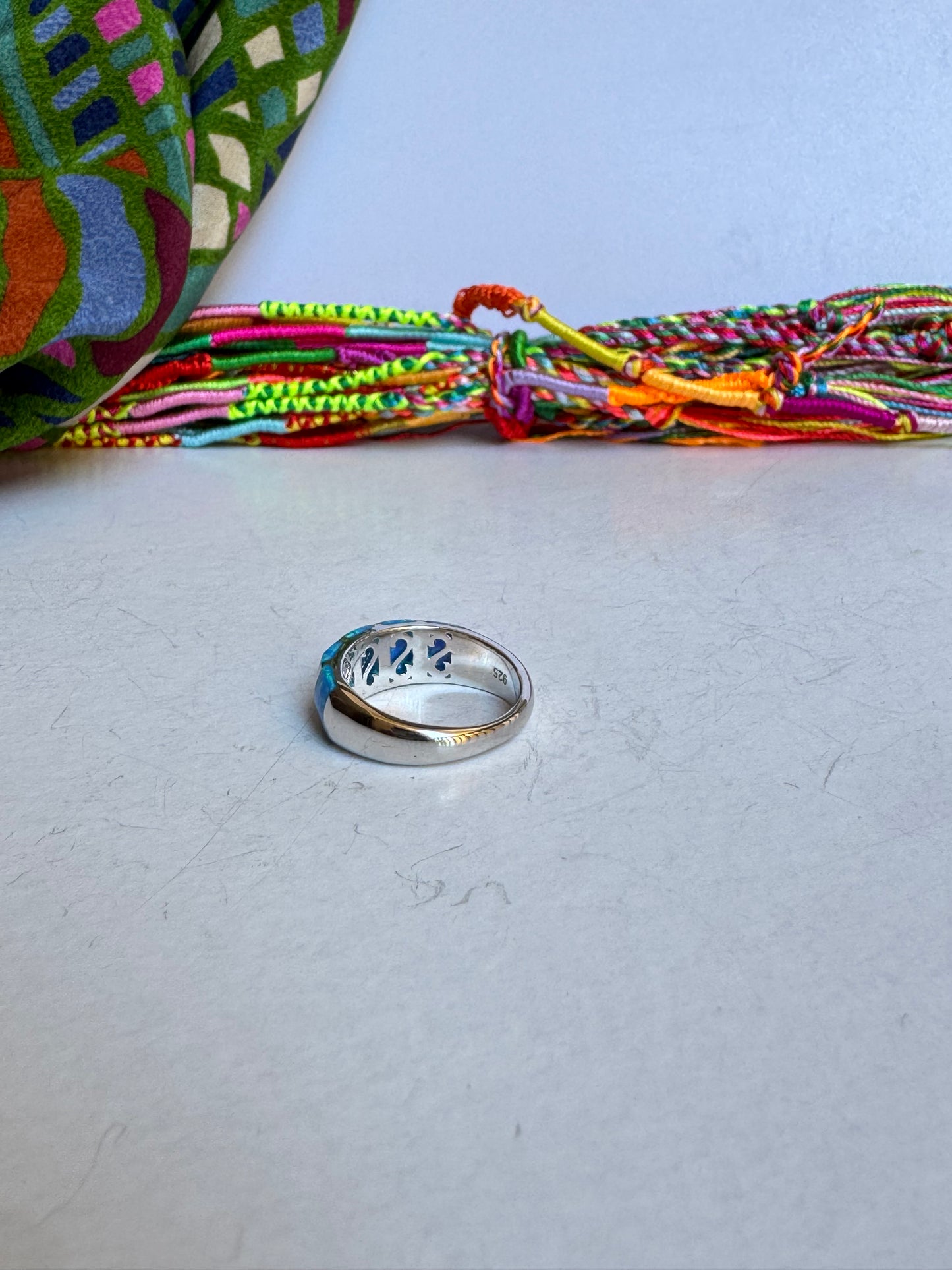 Anello argento 925 opale blu misura 14 - 2OP