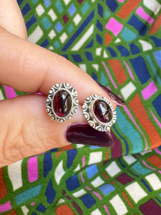 925 garnet silver earrings