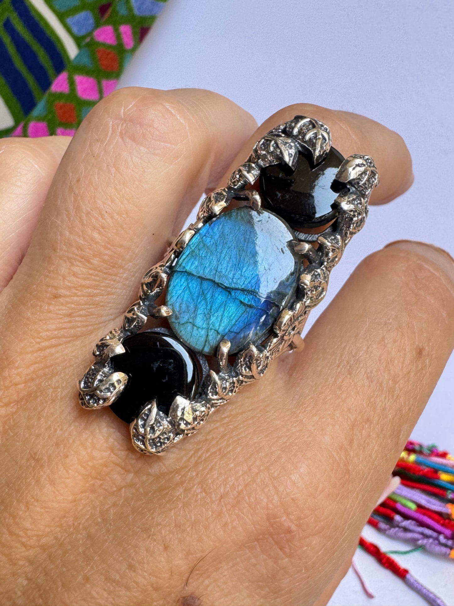 Anello argento 925 labradorite misura 21 4V