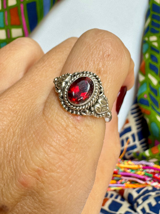 Anello argento 925 granato misura 21/22 - 5GR