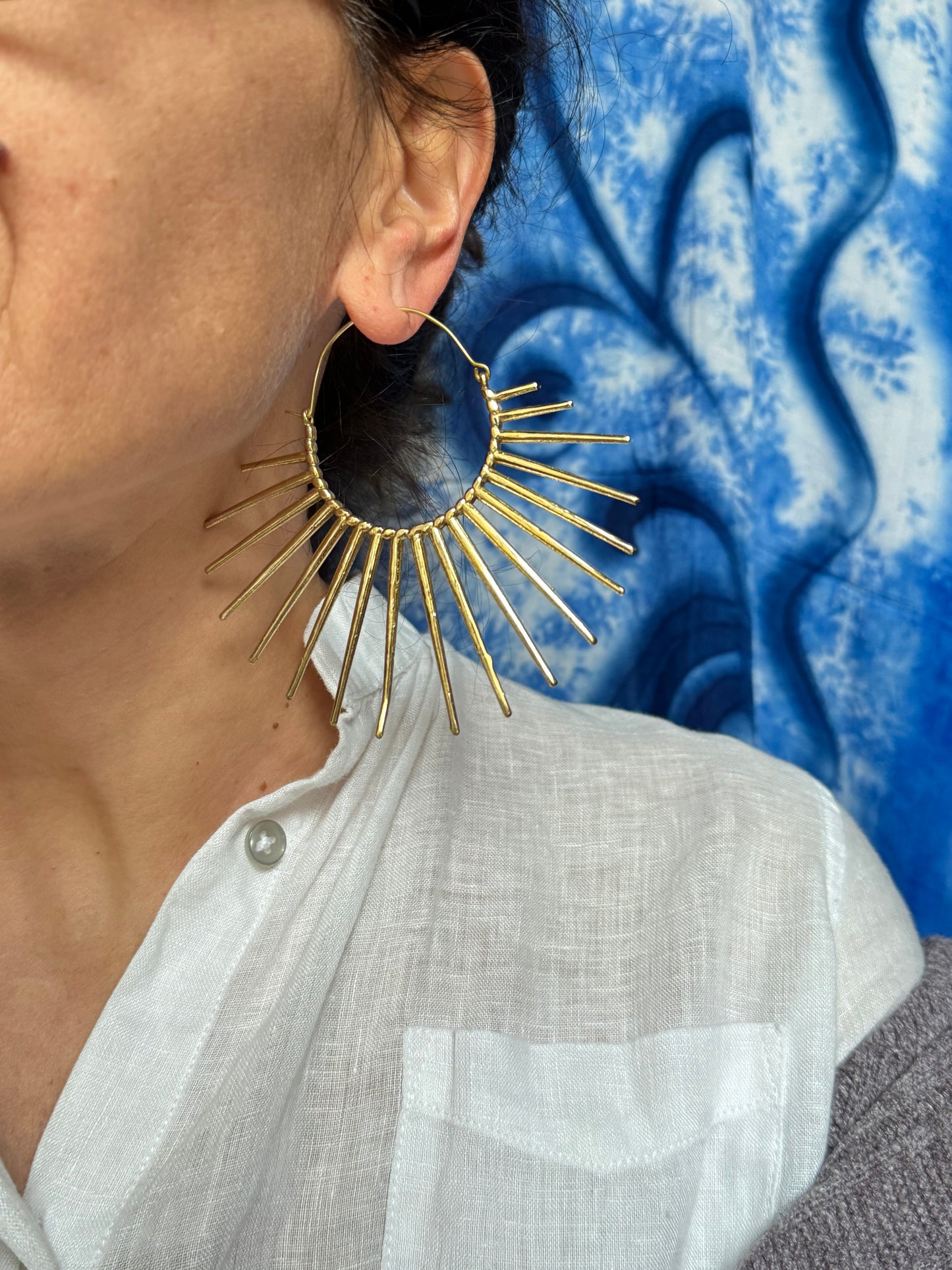 Orecchini boho dorati cerchi punte