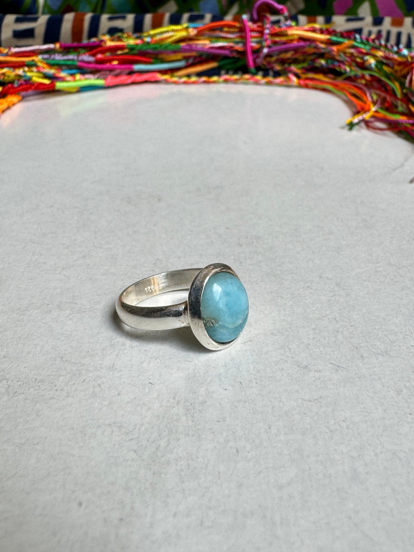 Anello argento 925 larimar U69