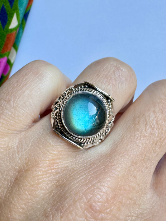 Anello argento 925 labradorite misura 12/13 - 14LAB