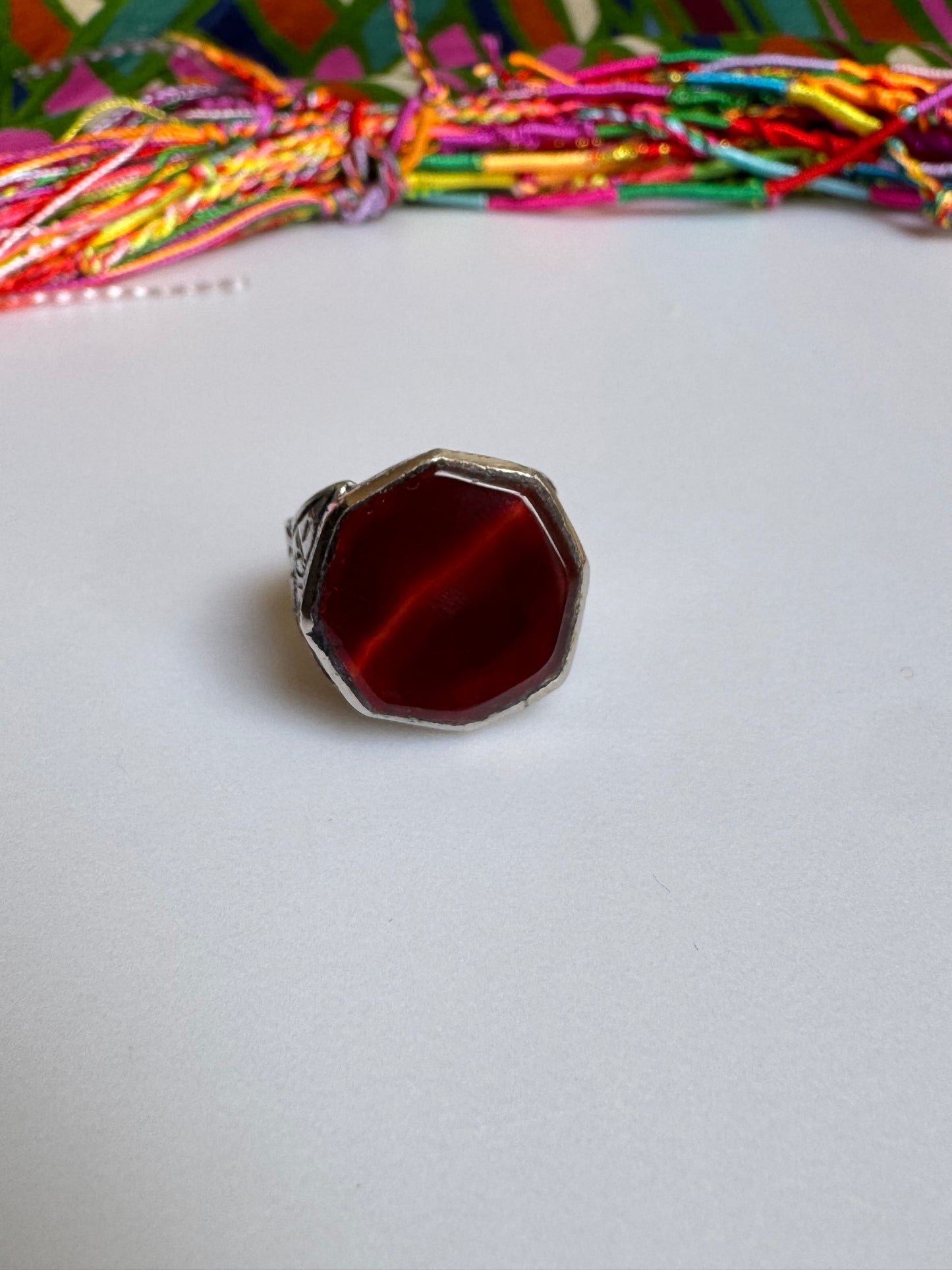 Antique vintage agate stone ring