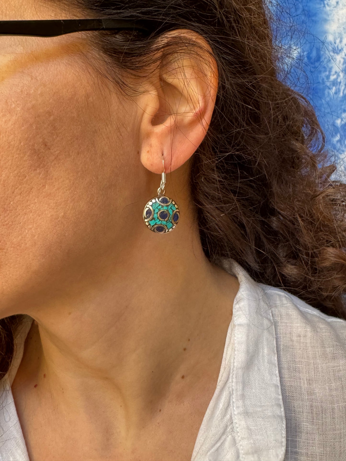Orecchini nepalesi blu e turchese