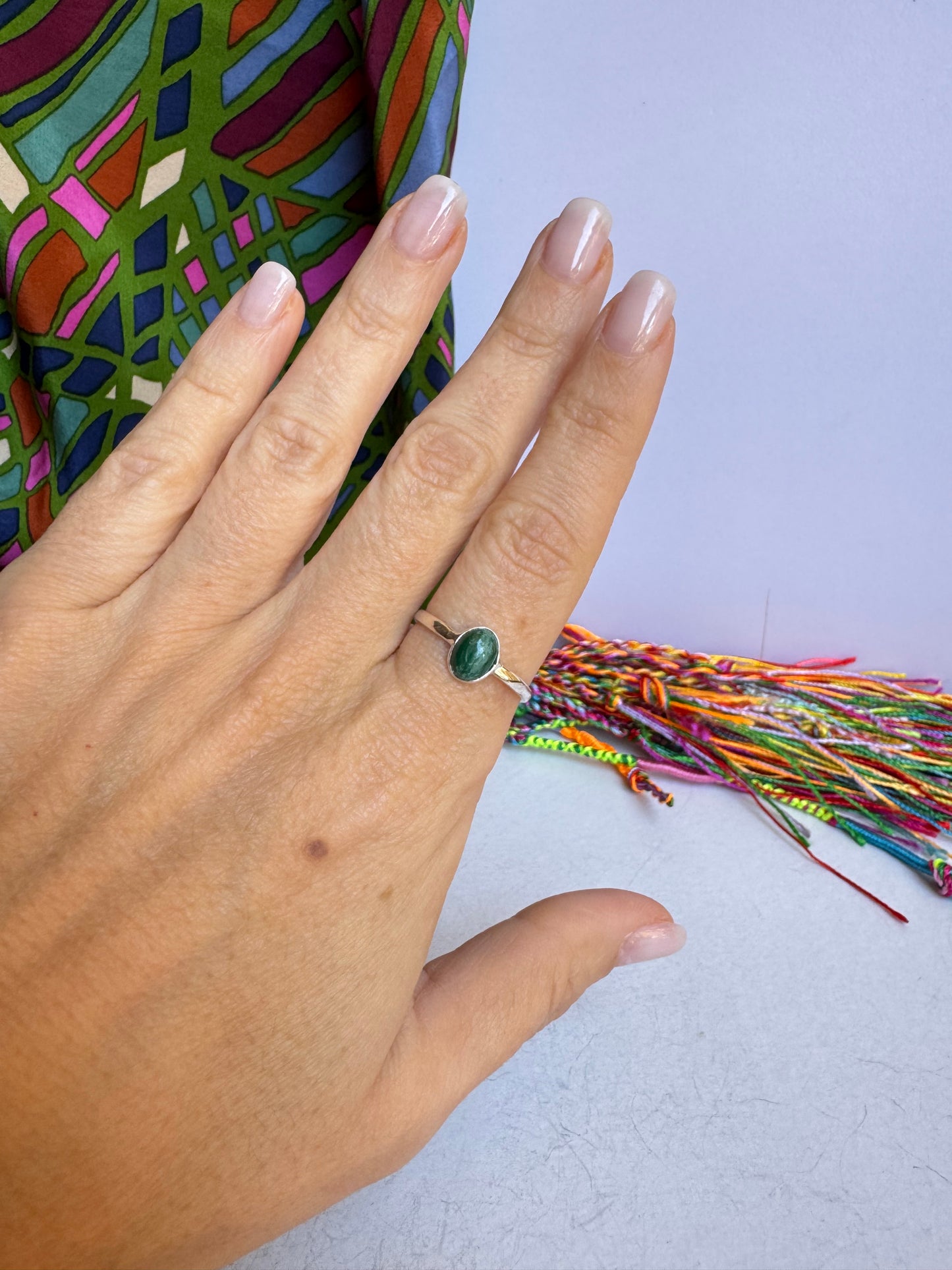 Anello argento 925 malachite misura 20 9WE difettato