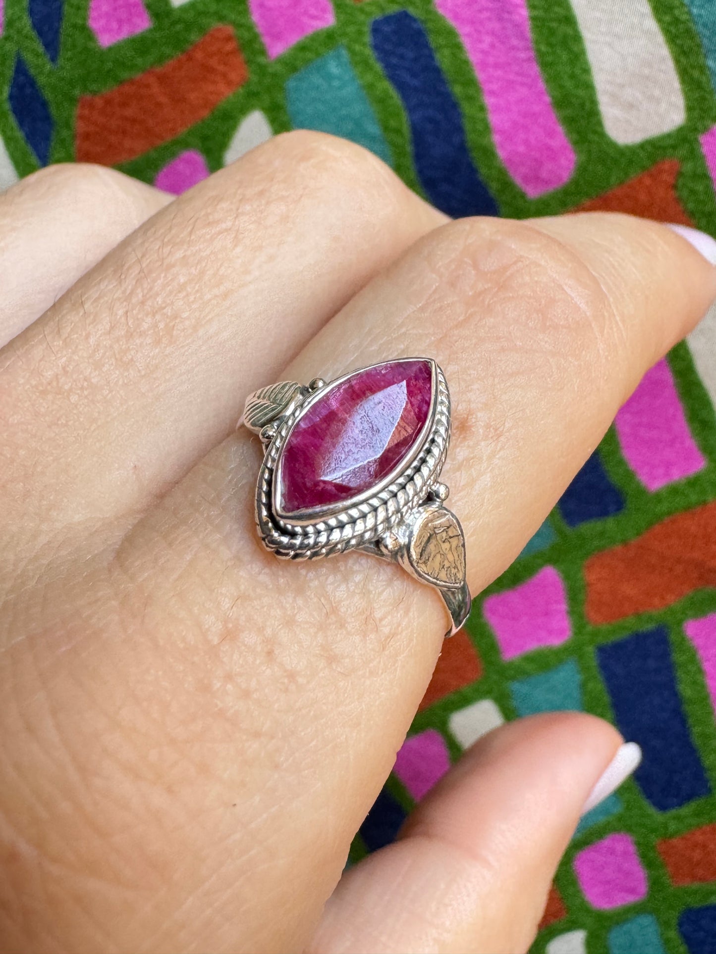 Ring silver925 ruby ​​root T91