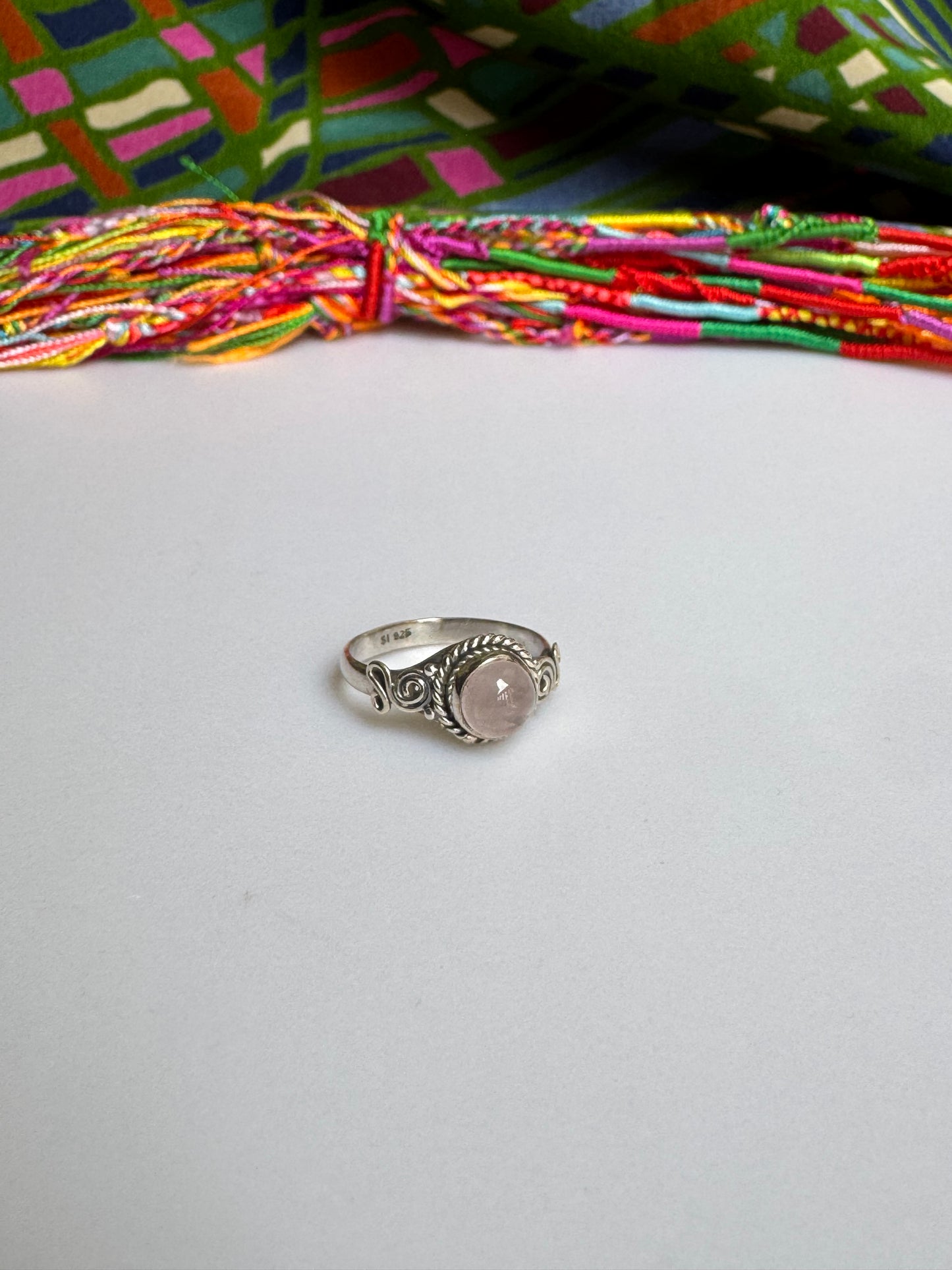 925 silver rose quartz ring size 18 - 3QR