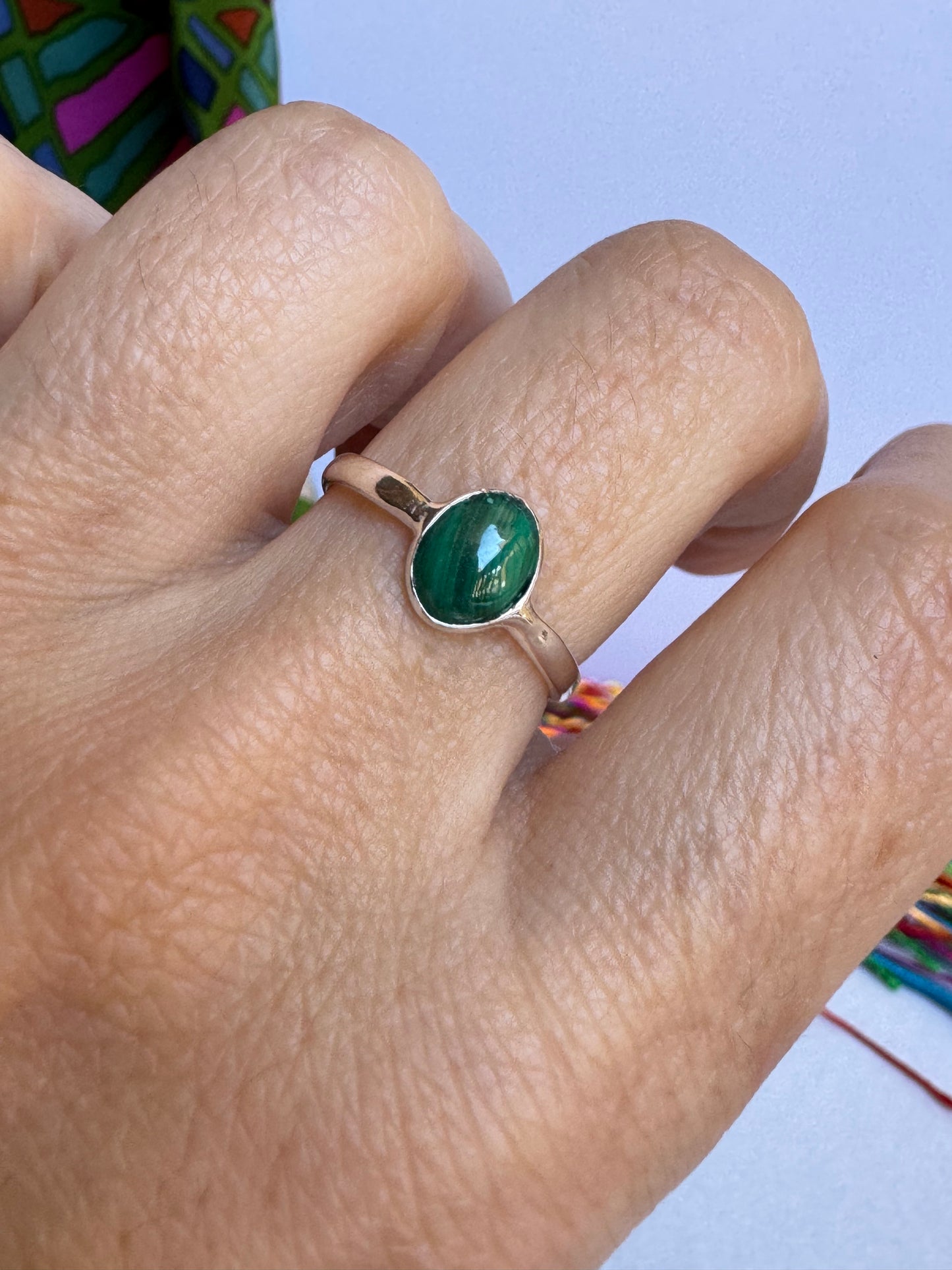 Anello argento 925 malachite misura 16 - 18WE