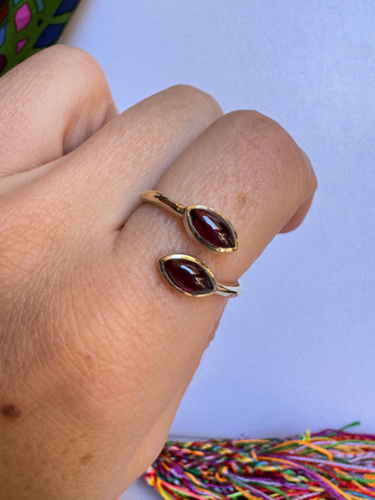 Anello boho dorato rosso