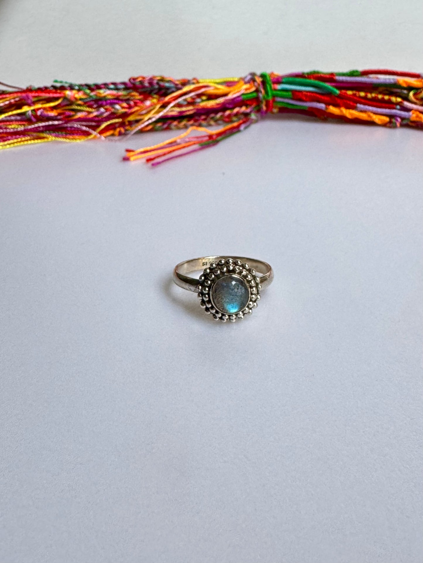 Anello argento 925 labradorite misura 20 - 26SZ