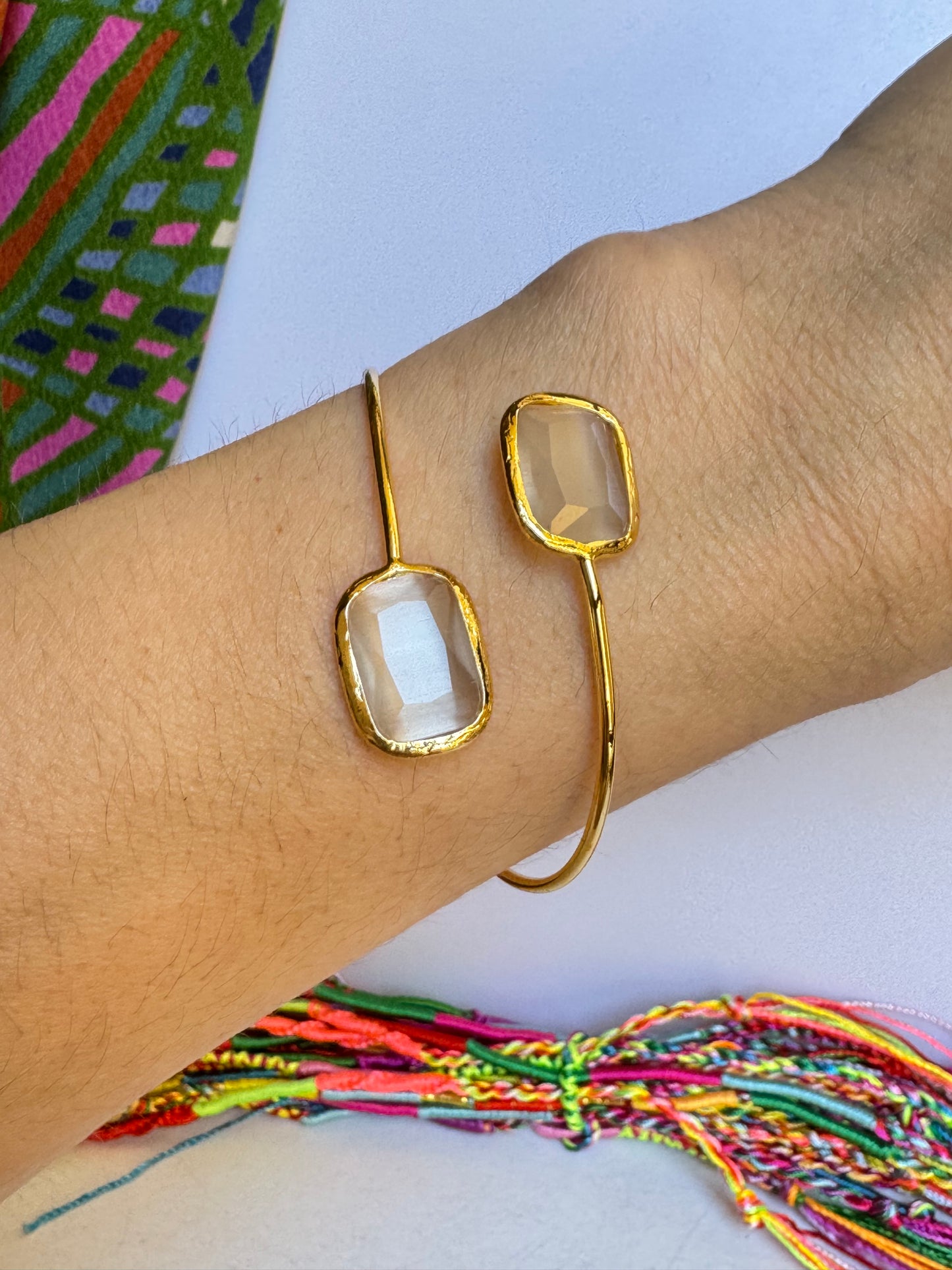 Bracciale pietra rettangolare bianco