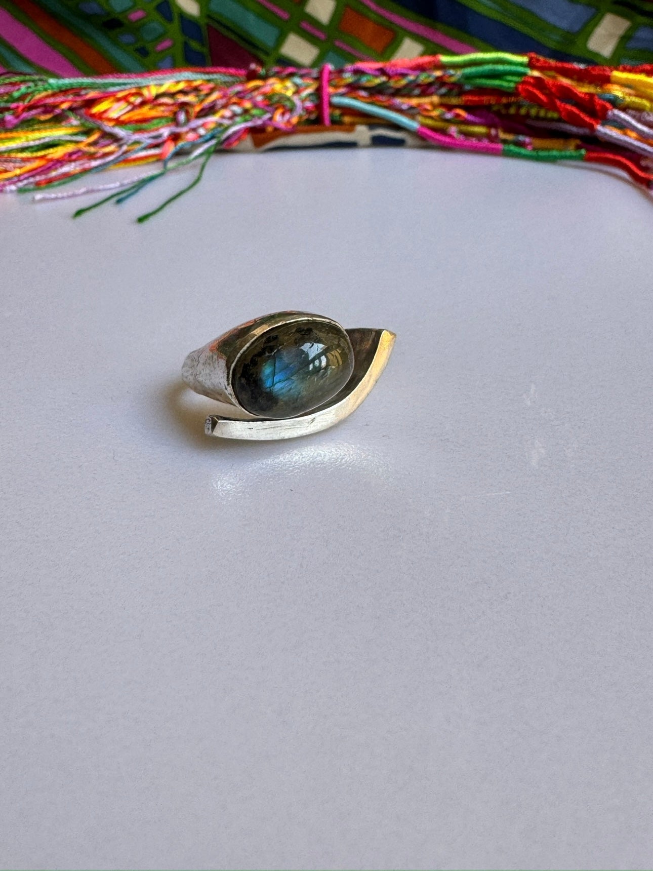 Labradorite silver boho ring