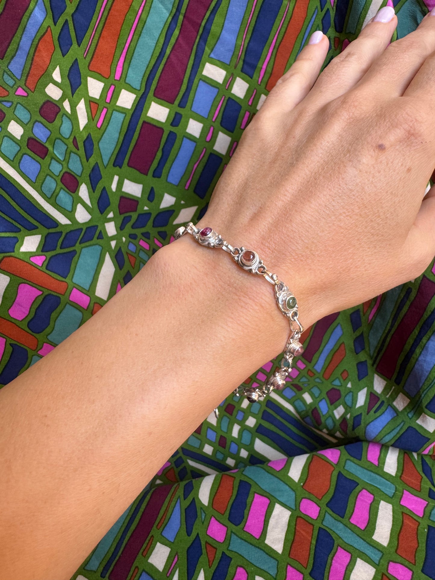 925 Silber Turmalin Armband B59