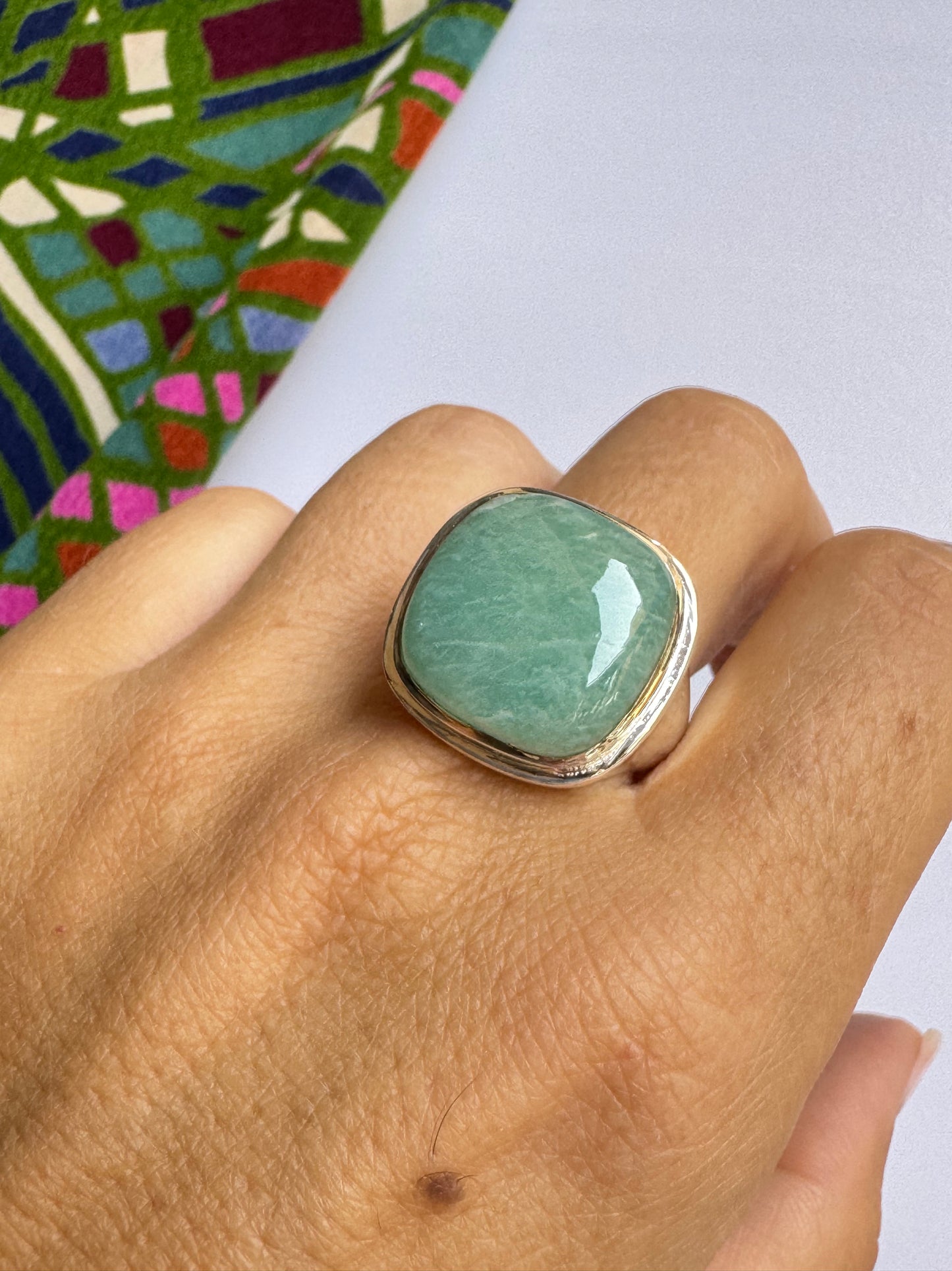 Anello argento 925 amazzonite misura 28 6V
