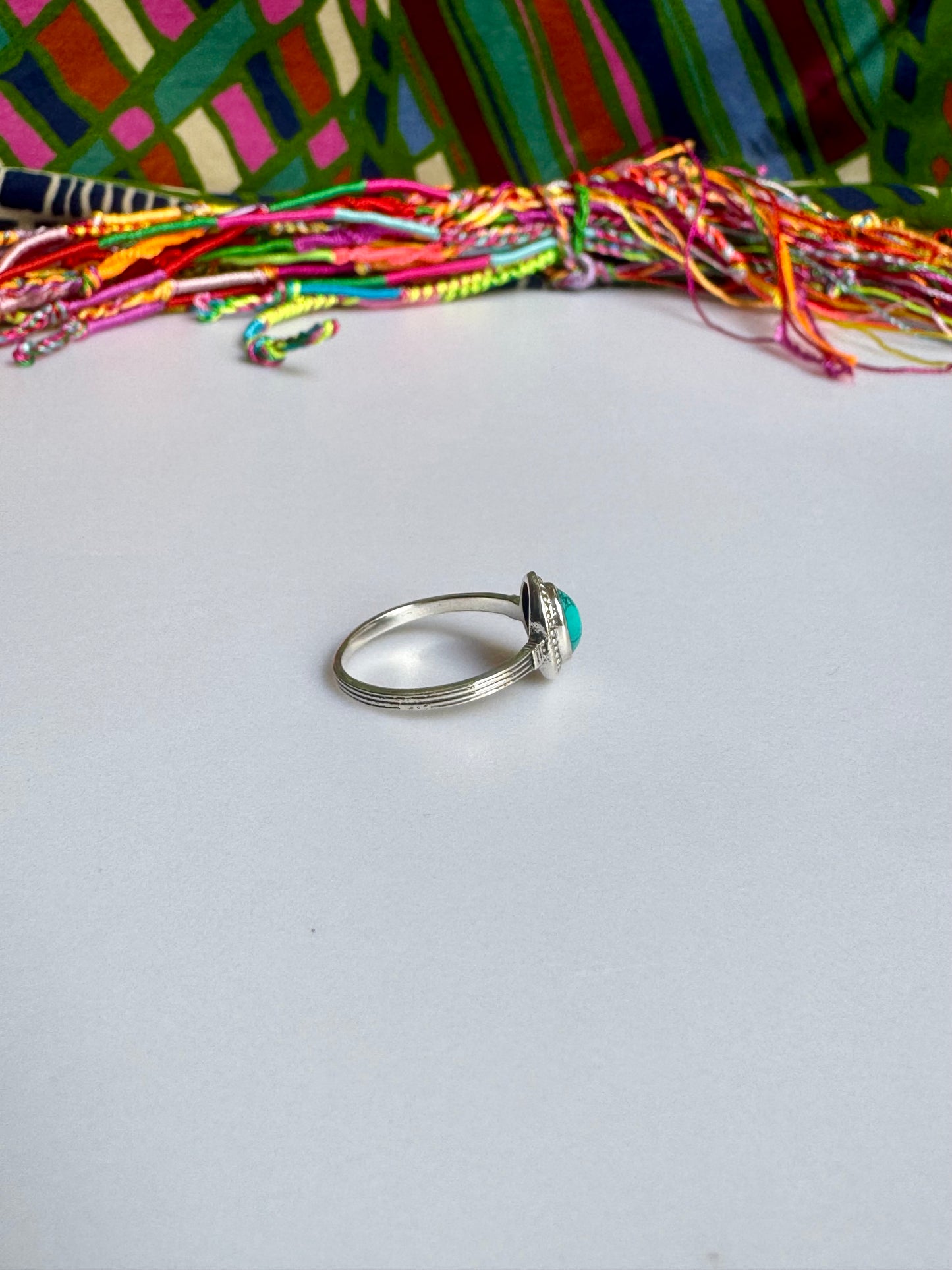 925 silver ring with turquoise, howlite, and turquenite, size 17 - G24