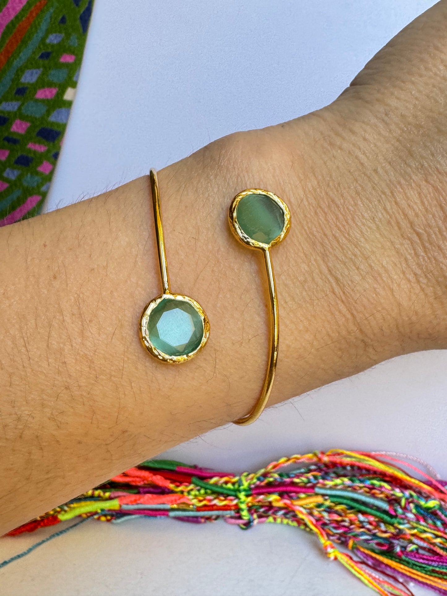 Bracciale pietra tondo verde chiaro
