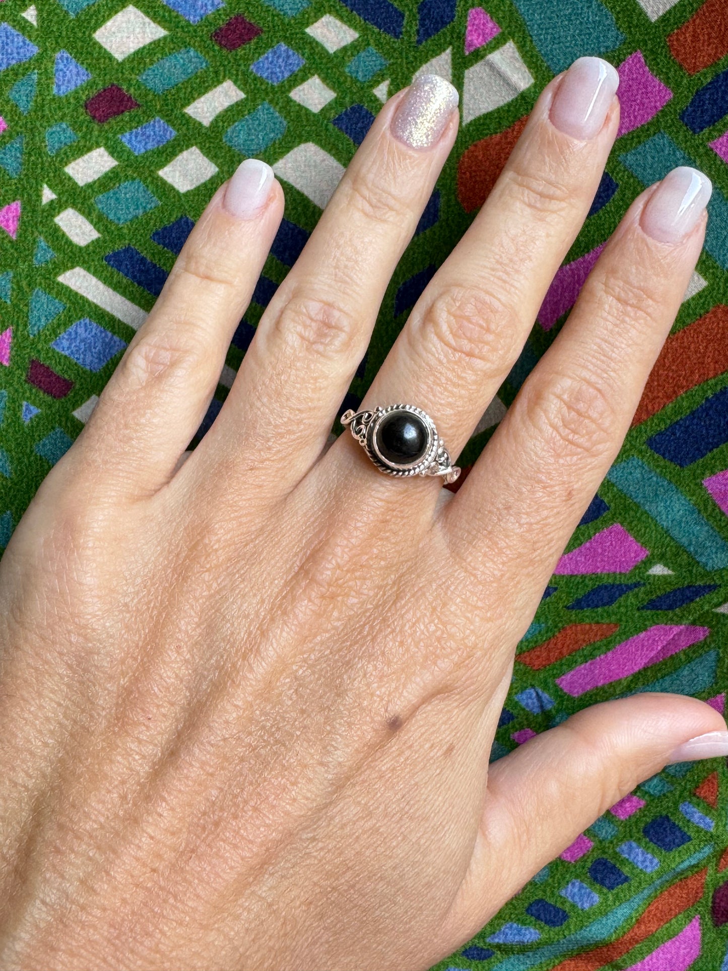 Black Onyx Silver Ring E68