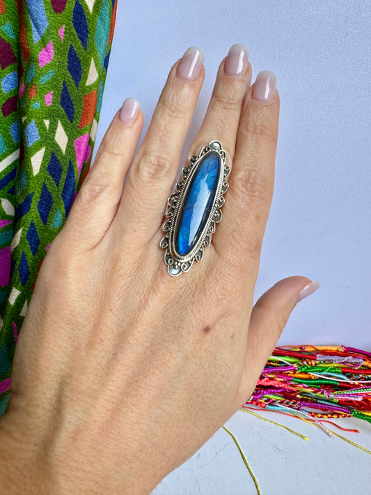 Anello argento 925 labradorite misura 13 - 13LAB