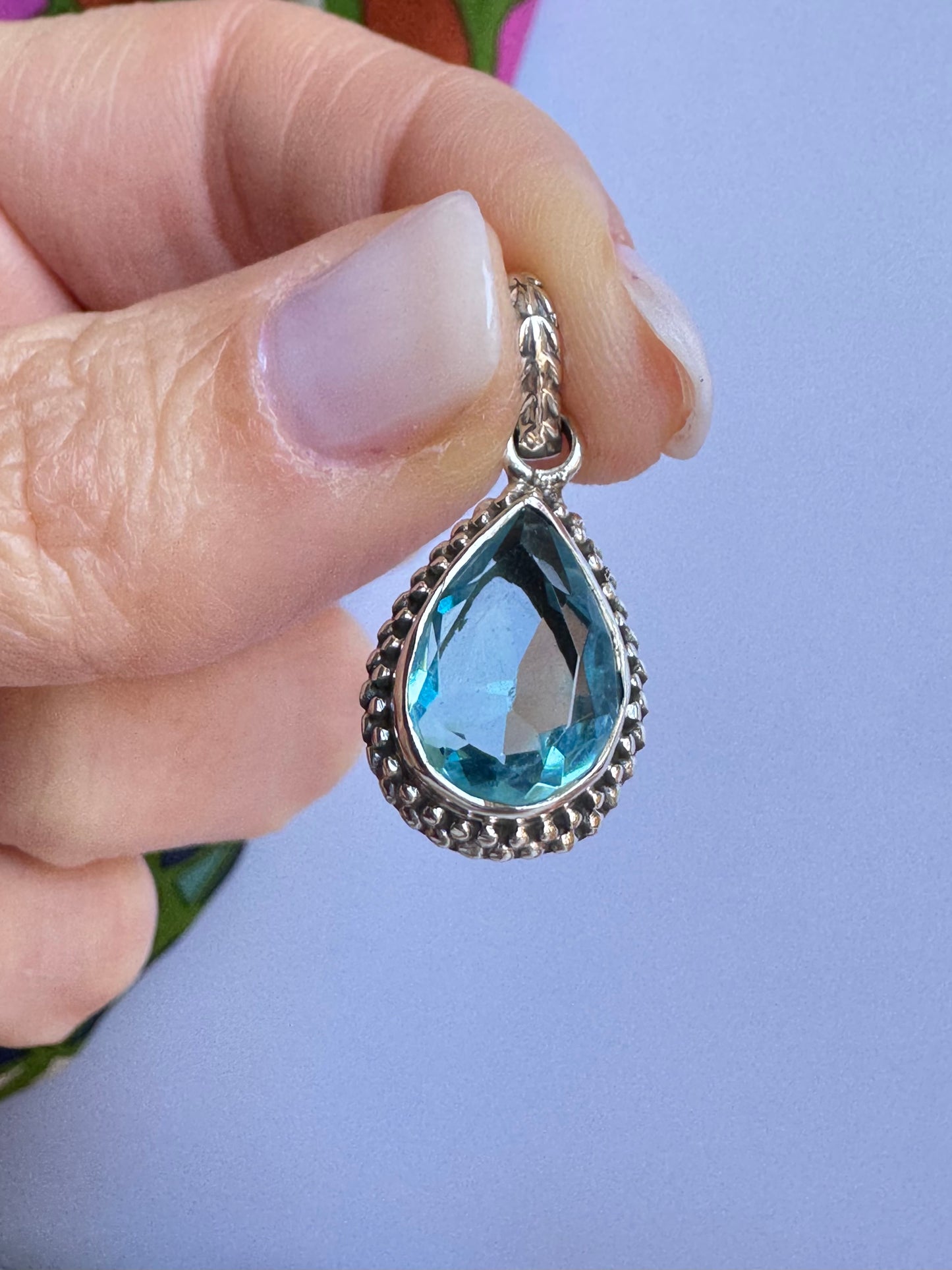 Ciondolo pendente argento 925 acquamarina 4K