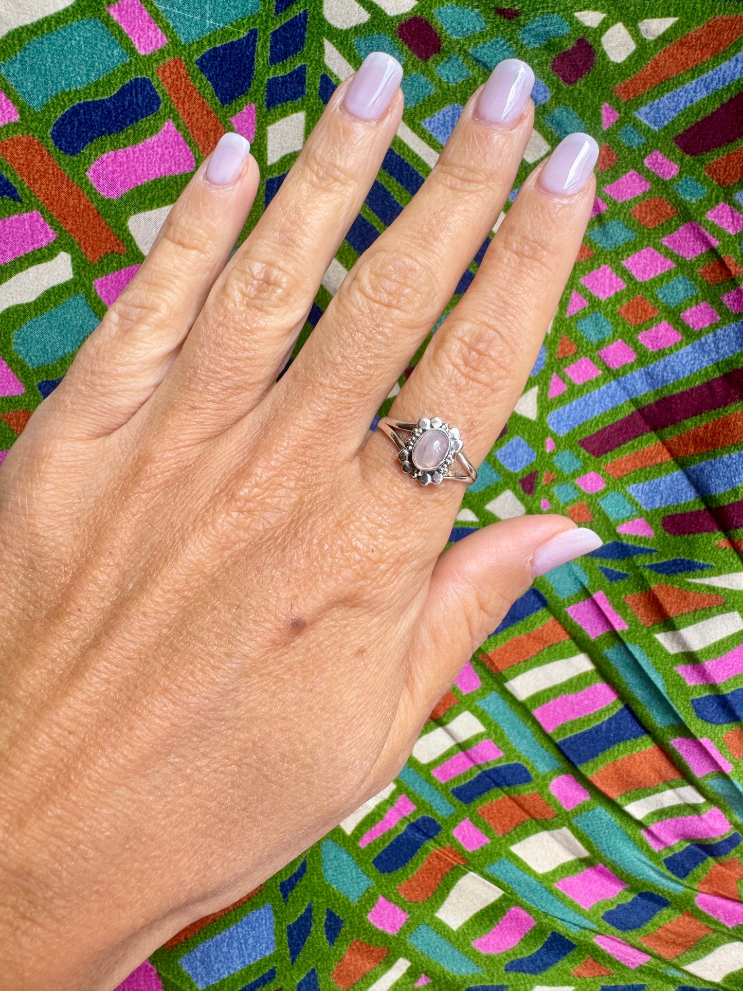 925 silver ring with white opal, size 17/18 - G33