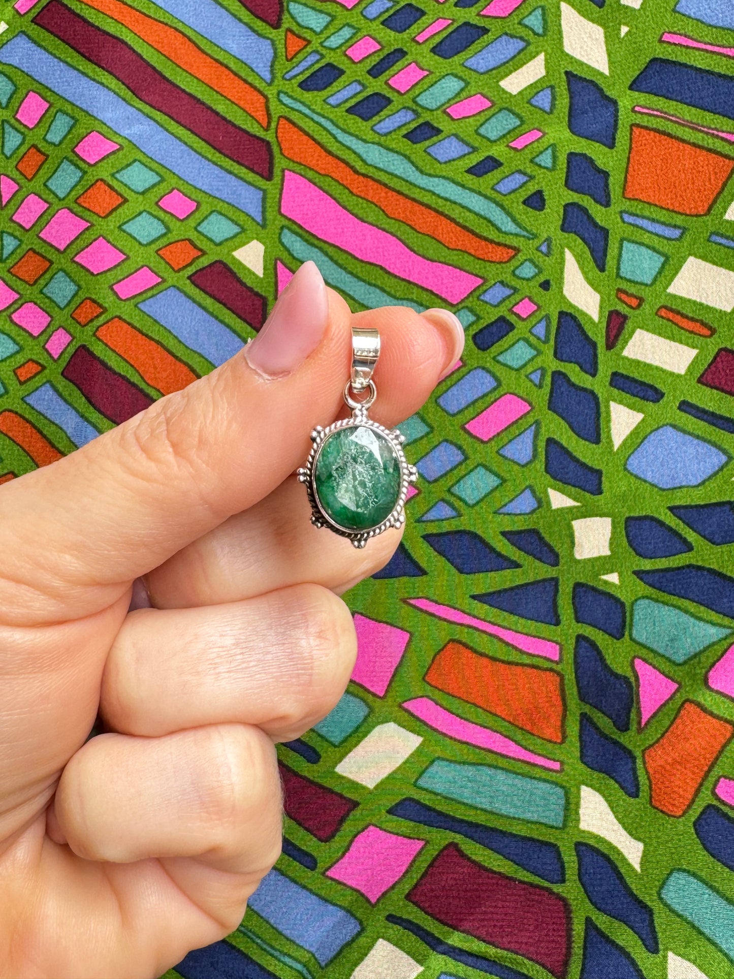 Emerald root 925 silver pendant