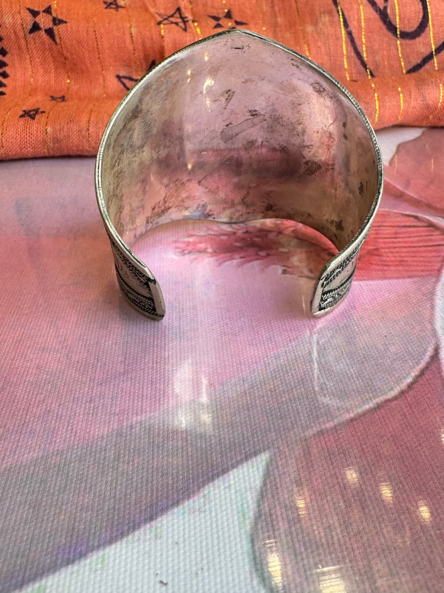 Vintage synthetic turquoise antique open slave bracelet