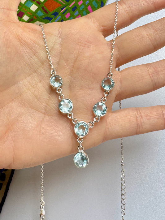 Collana argento 925 acquamarina