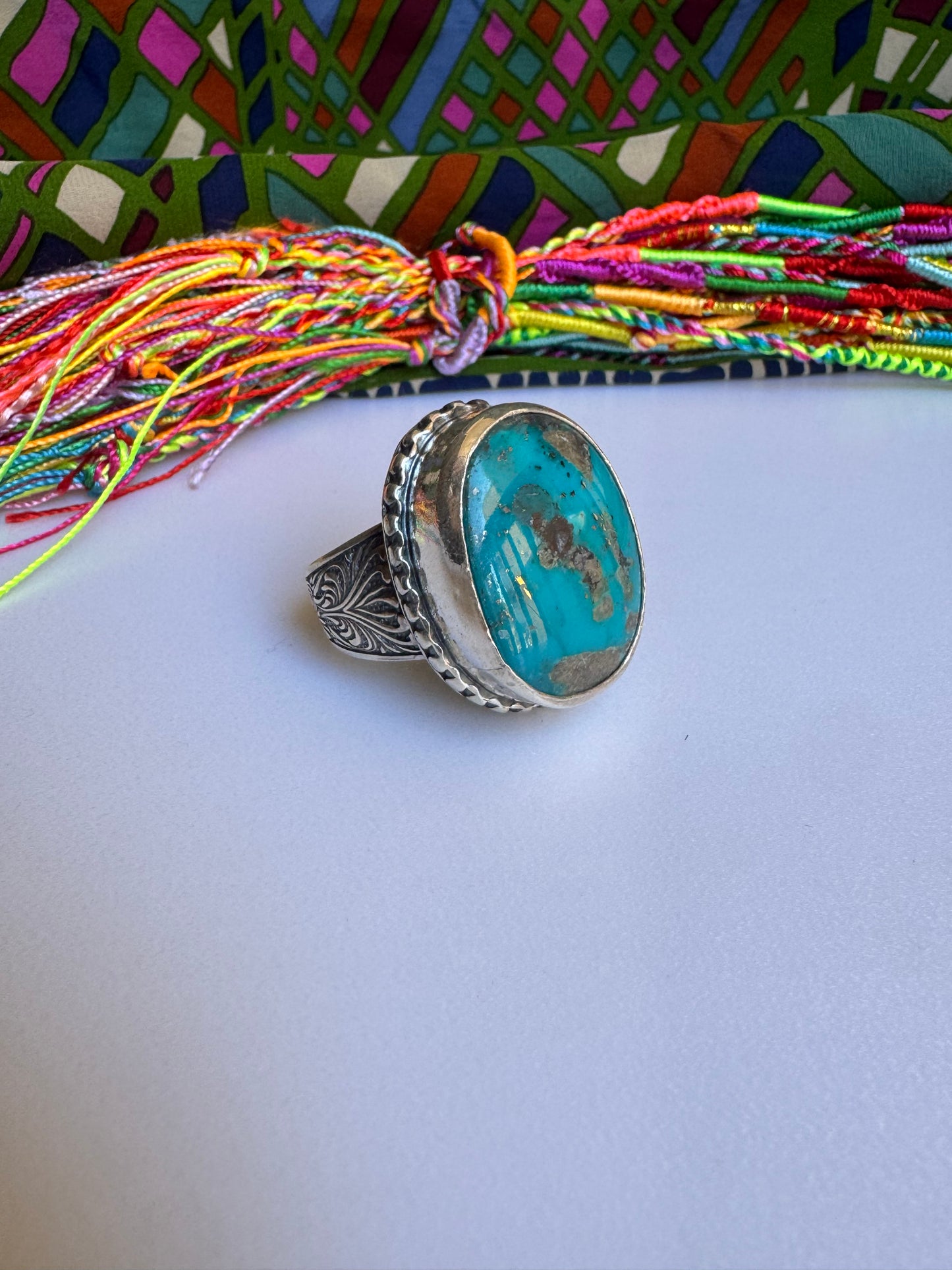 925 silver copper turquoise ring size 29/30 G51