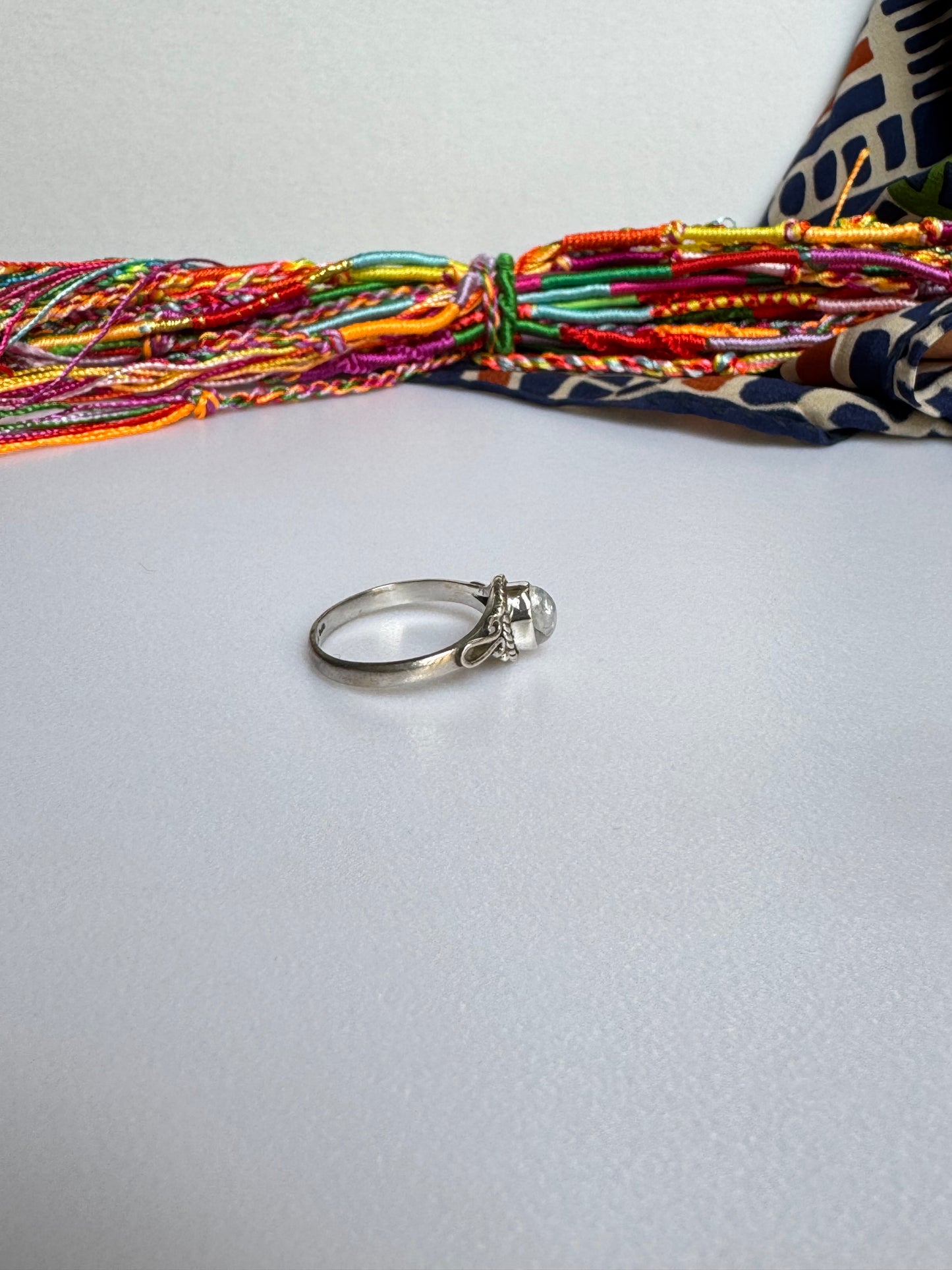 Anello argento 925 Pietra di luna arcobaleno misura 21 - 4AR