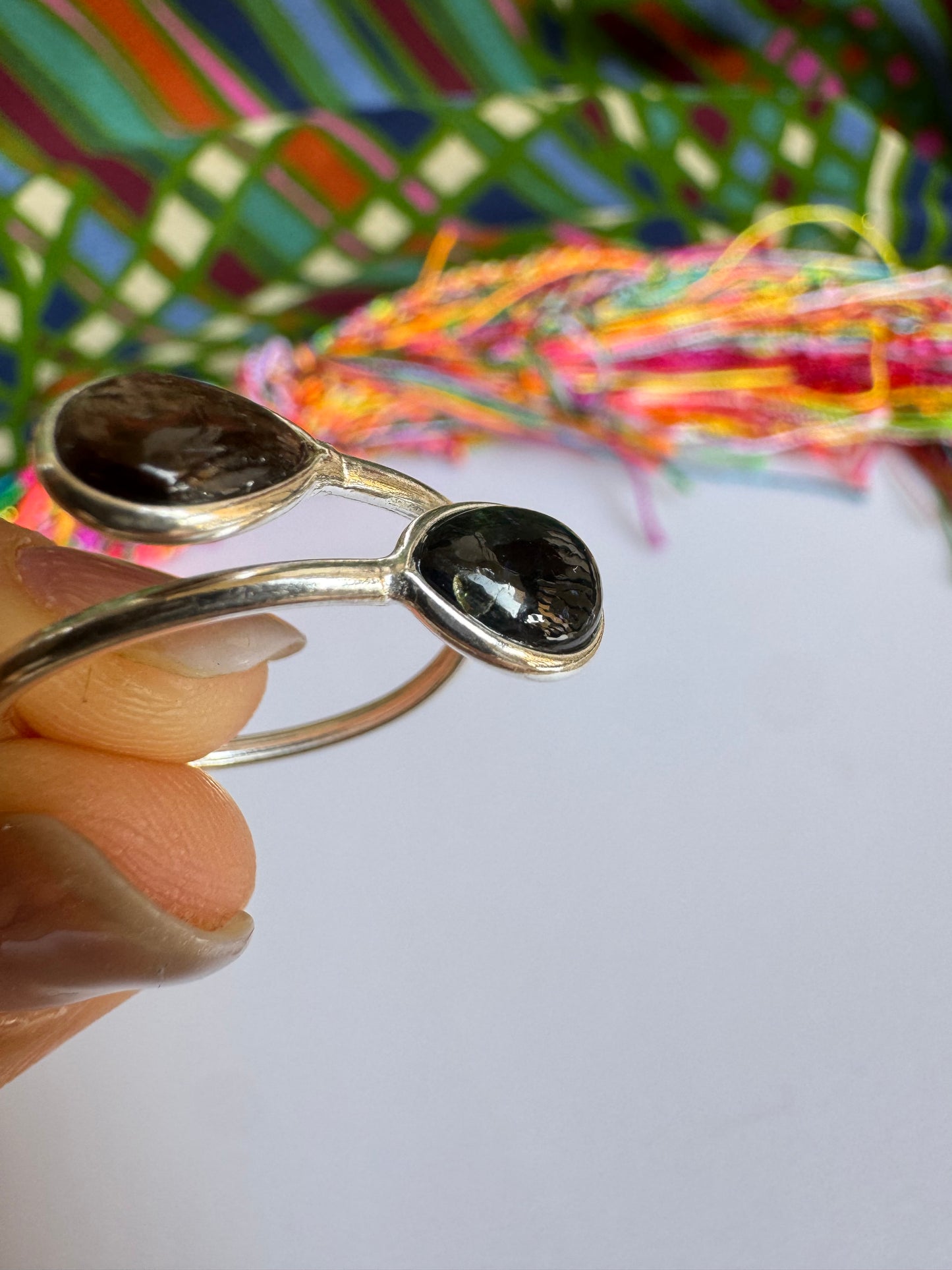 925 silver ring with adjustable tourmaline, size 18 - TA33