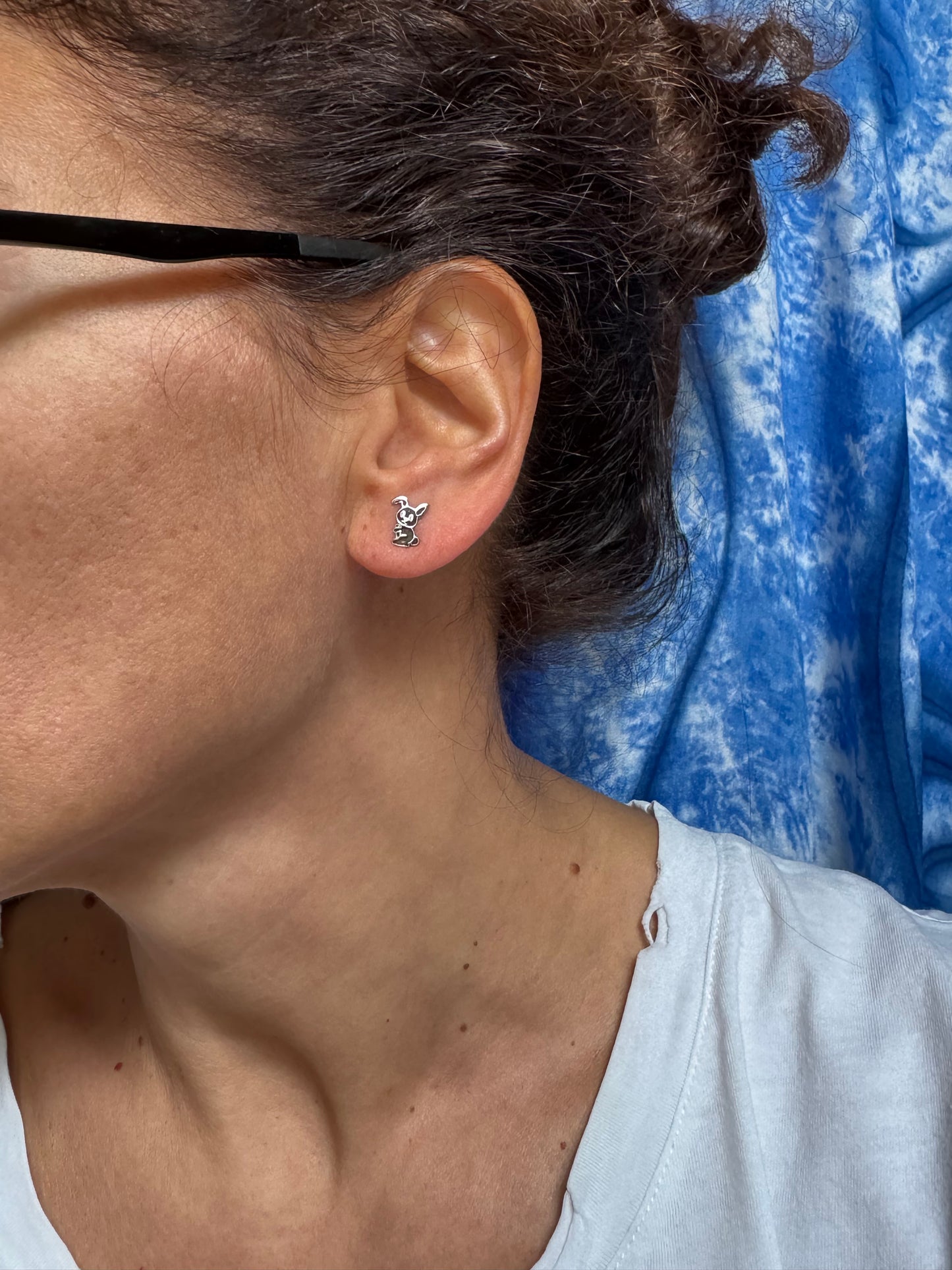 925 silver single lobe rabbit earring