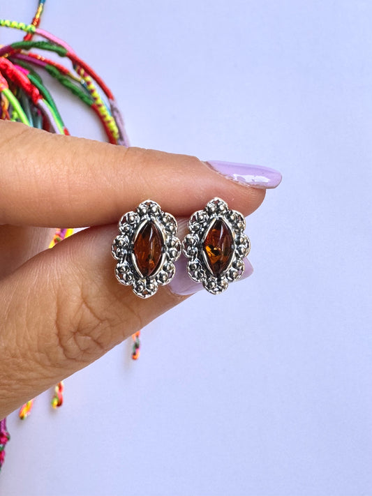 925 silver amber stud earrings 31AM