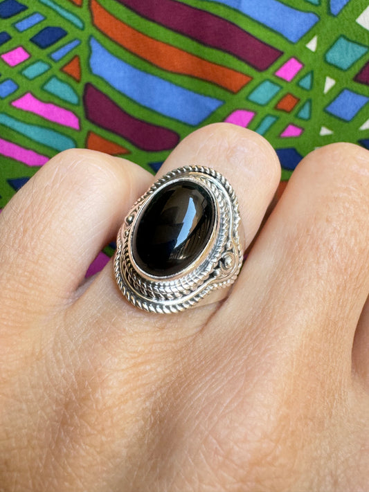 T47 black onyx 925 silver ring