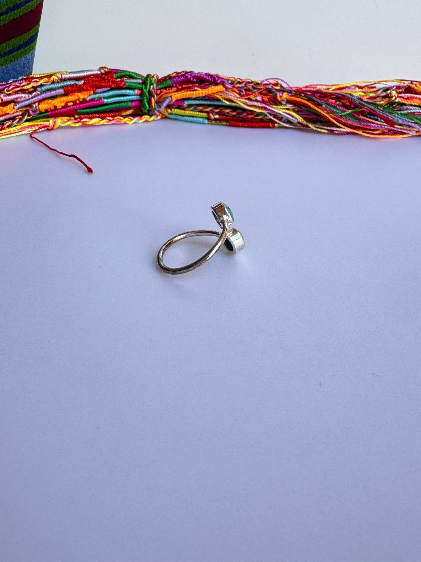 Anello argento 925 radice di smeraldo regolabile misura 16 M10