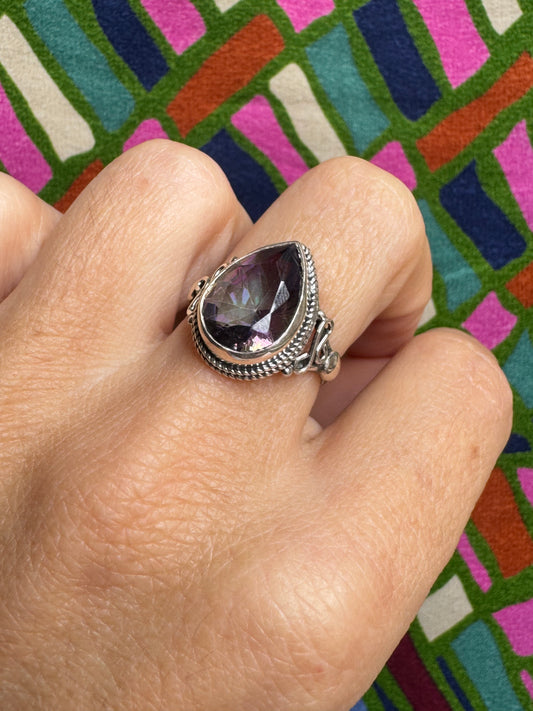 925 silver mystic stone ring size 14 9MS