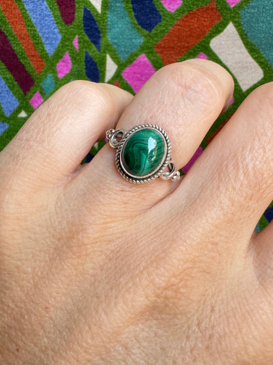 925 silver ring malachite T93
