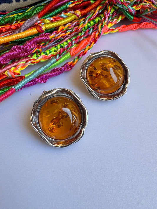 Amber 925 silver earrings