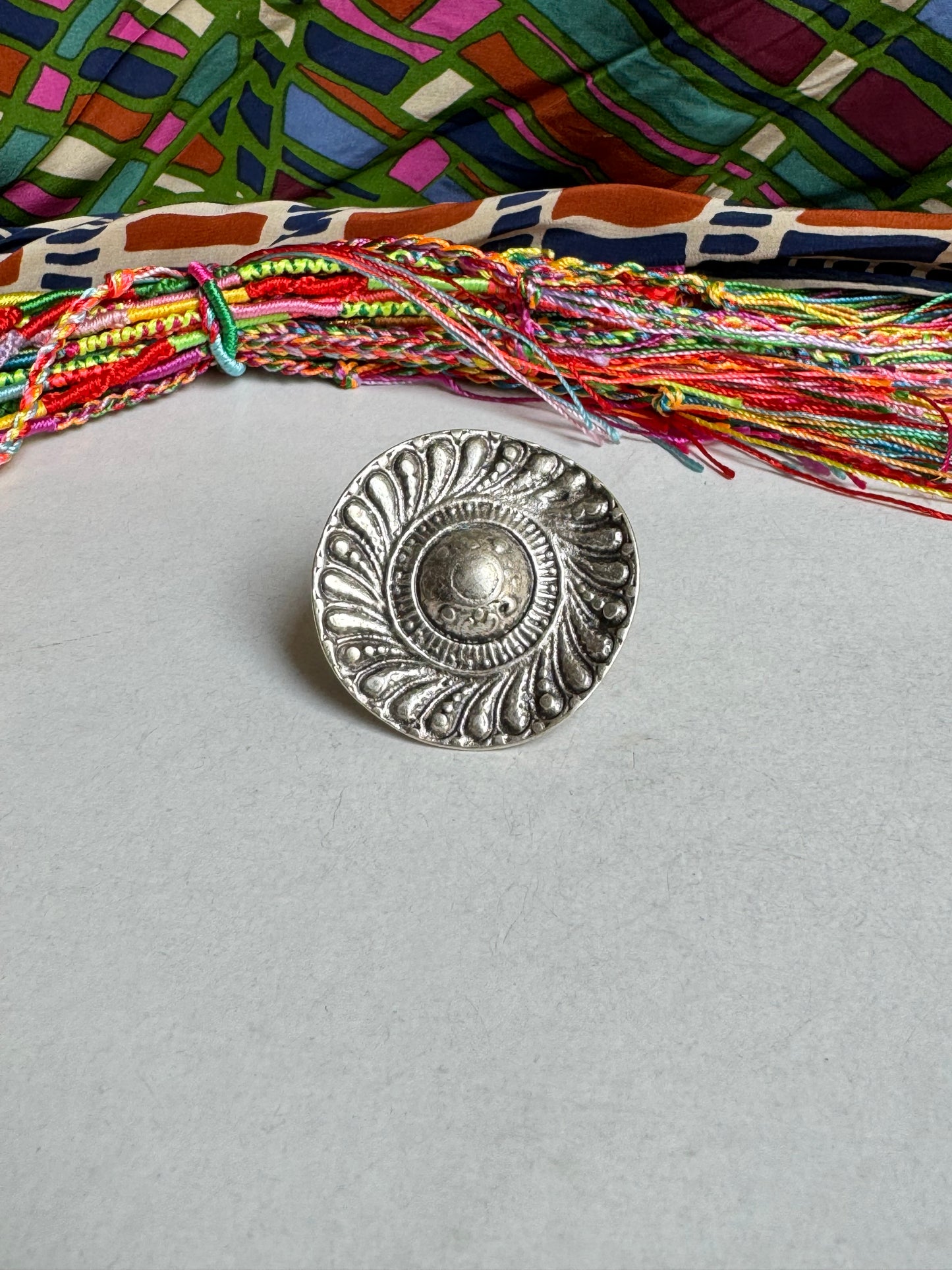 Silver zamak sombrero circle ring