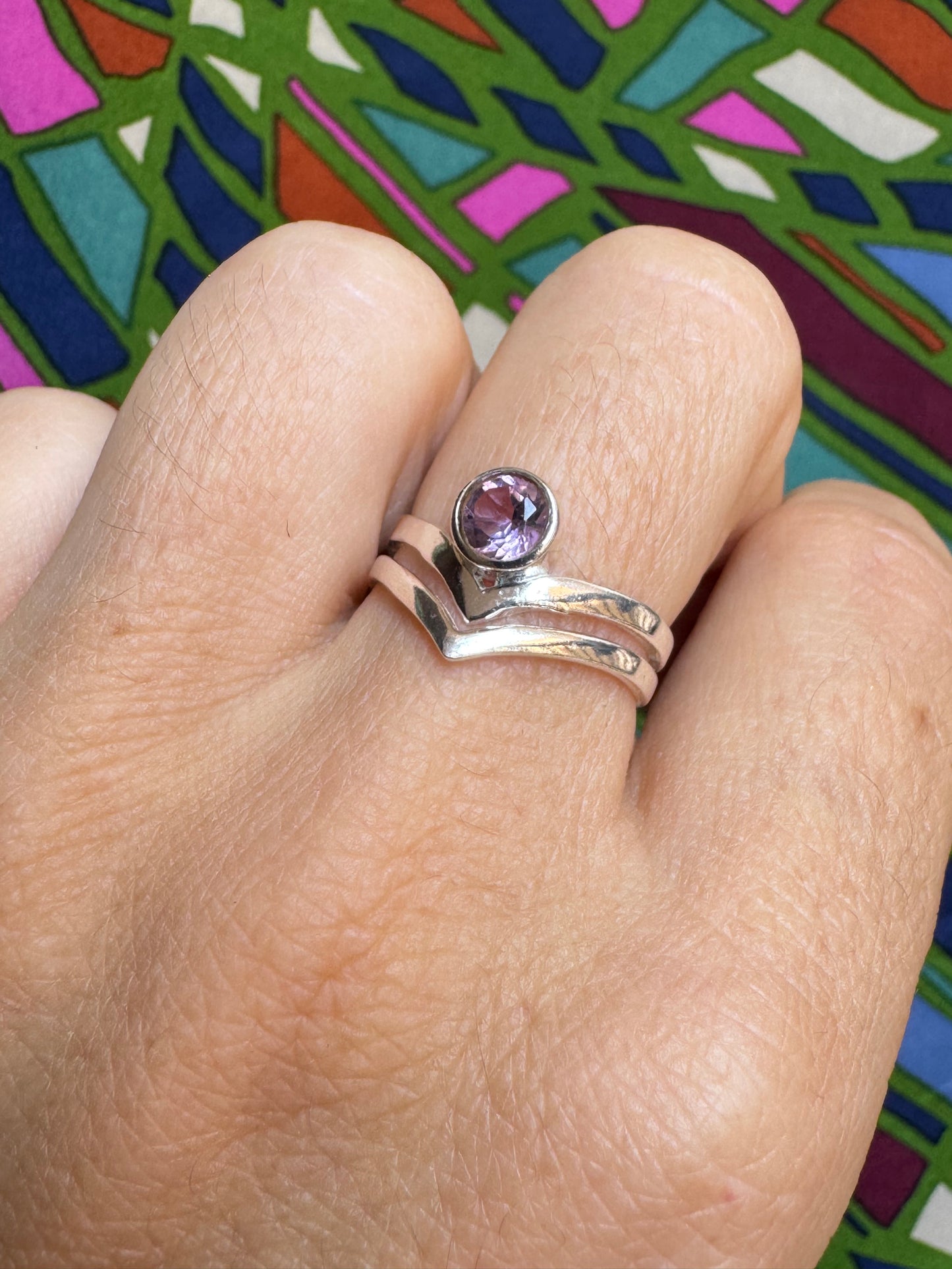 925 silver amethyst ring size 14/15 -G64