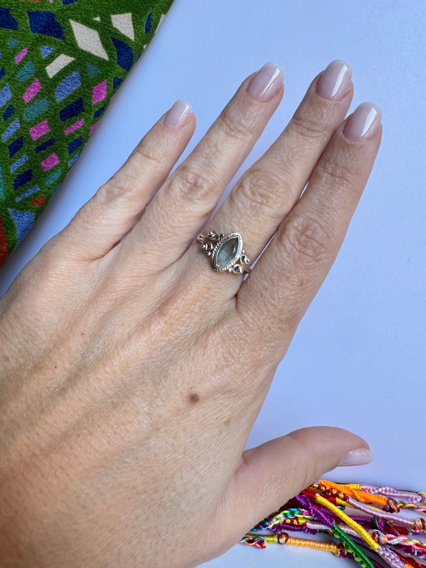 Anello argento 925 acquamarina misura 14/15 - 9UM